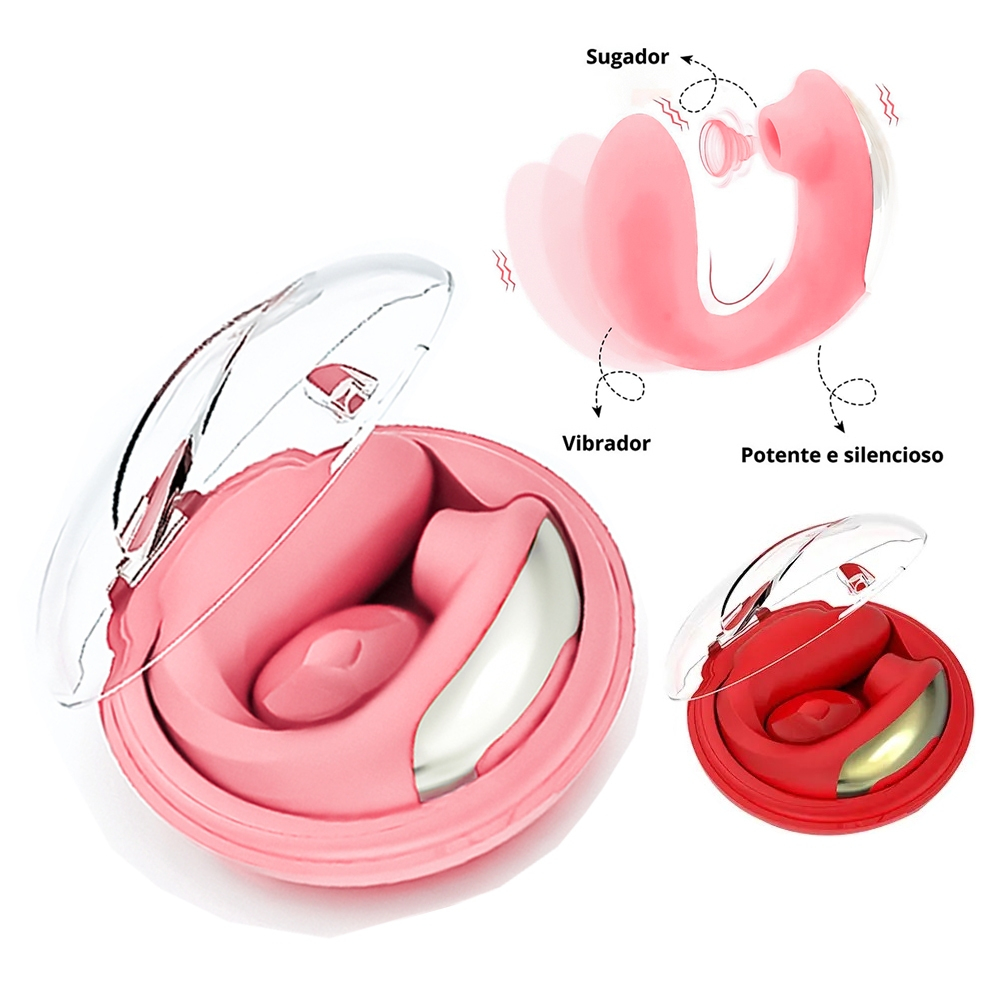 Sugador de clitóris e Vibrador dupla função Recarregável 10 modos de vibração e sucção SUC-FB