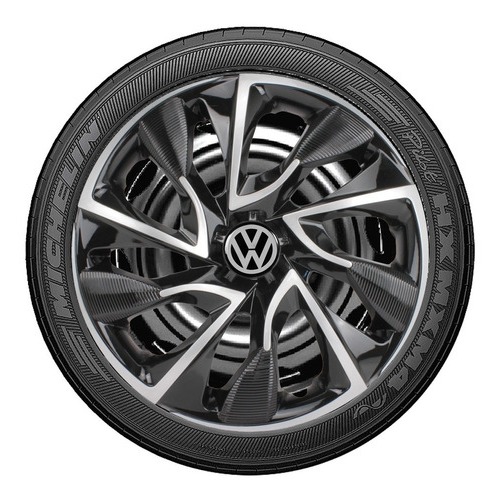 Kit 4 Calota Ds4 Aro 15 Prata/Preto Vw Saveiro Gol Up Santana