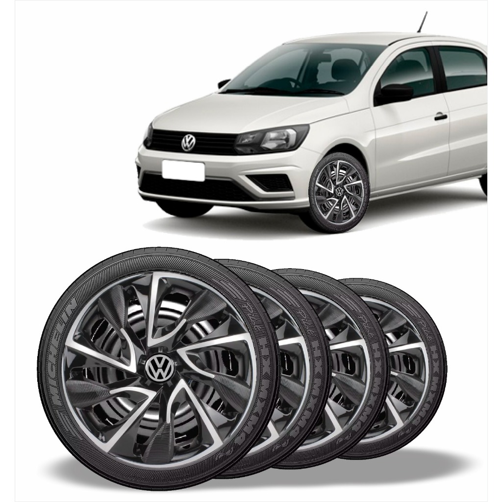 Jogo 4 Calota Ds4 Aro 13 Prata/Prata Vw Volkswagen Gol G1 G2 G3 G4 G5 G6 G7 G8