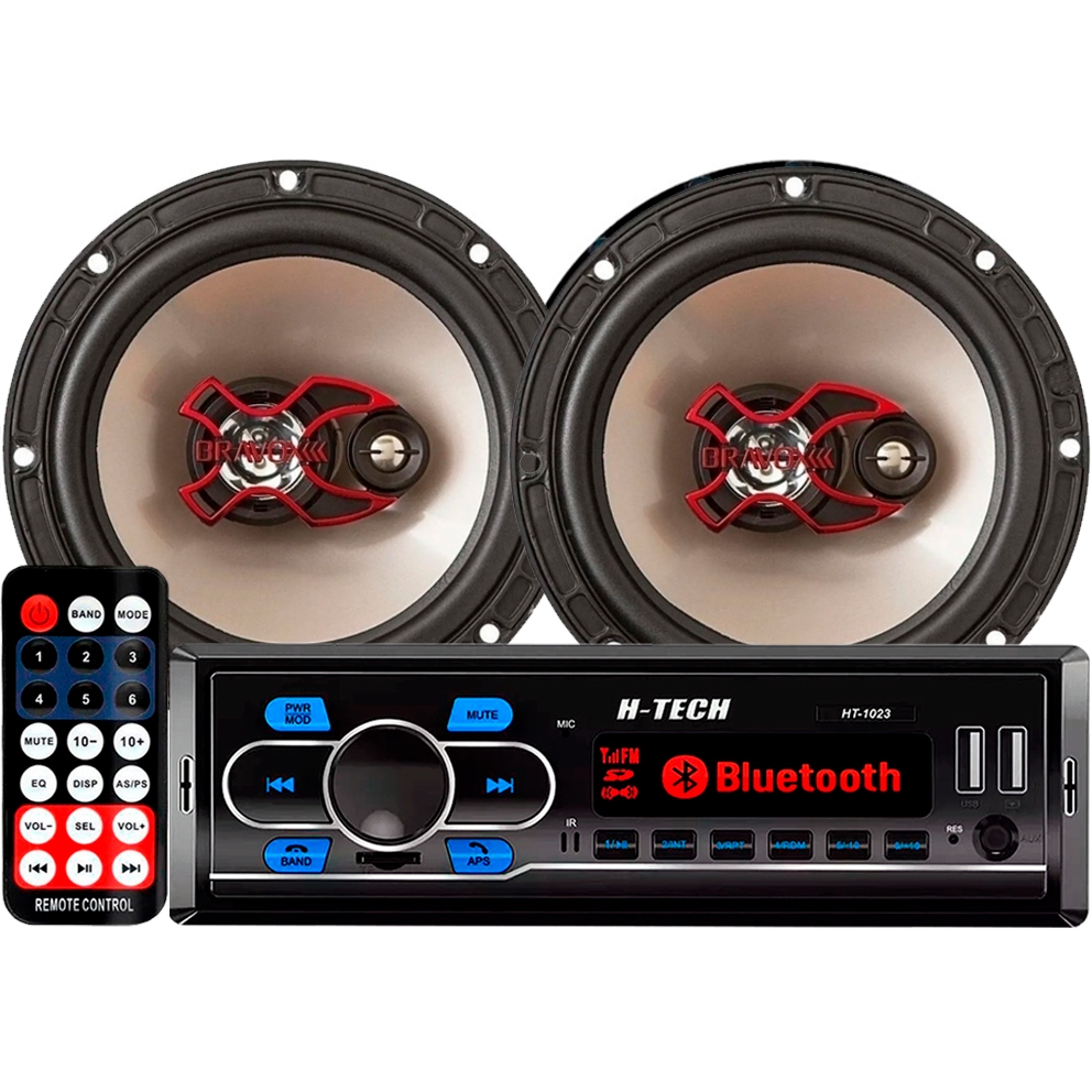 Par De Auto Falantes Bravox 6 Polegadas 140w + Radio Automotivo Bluetooth Usb Fm em Oferta na Shopee