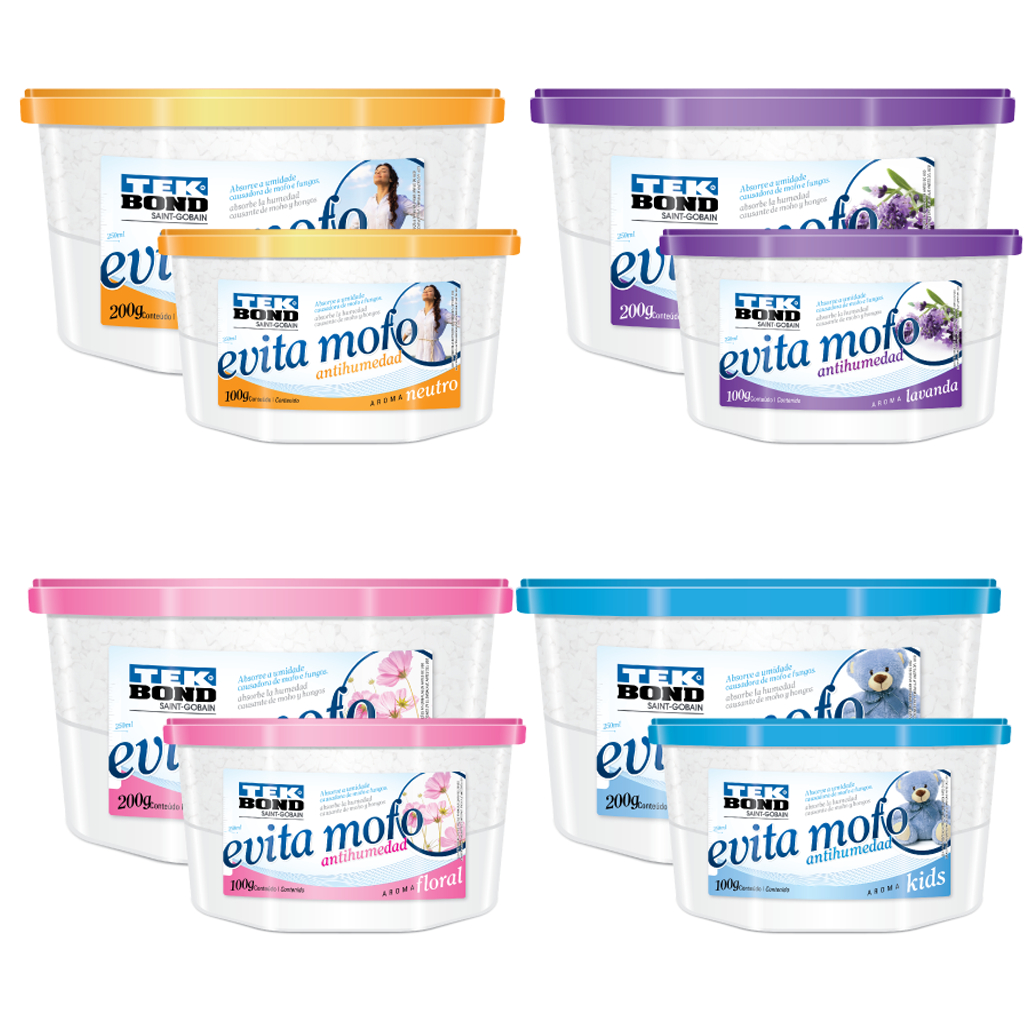 Evita Mofo Umidade Mal Cheiro Pote Com 100g Com Várias Fragrâncias E Aromas - Tekbond em Oferta na Shopee