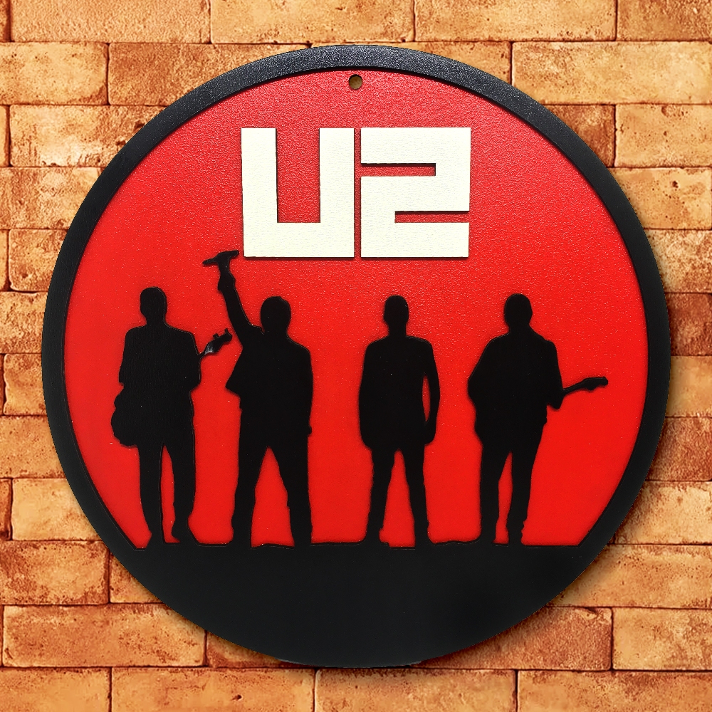 Placa Decorativa Banda U2 Rock 3D Relevo MDF Cantinho Churrasco Decoração Restaurante Bar Garagem