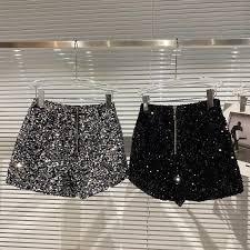 Short Feminino Paetê Brilho Curto Cintura Alta Moda Balada 2025 Tamanho P M G em Oferta na Shopee