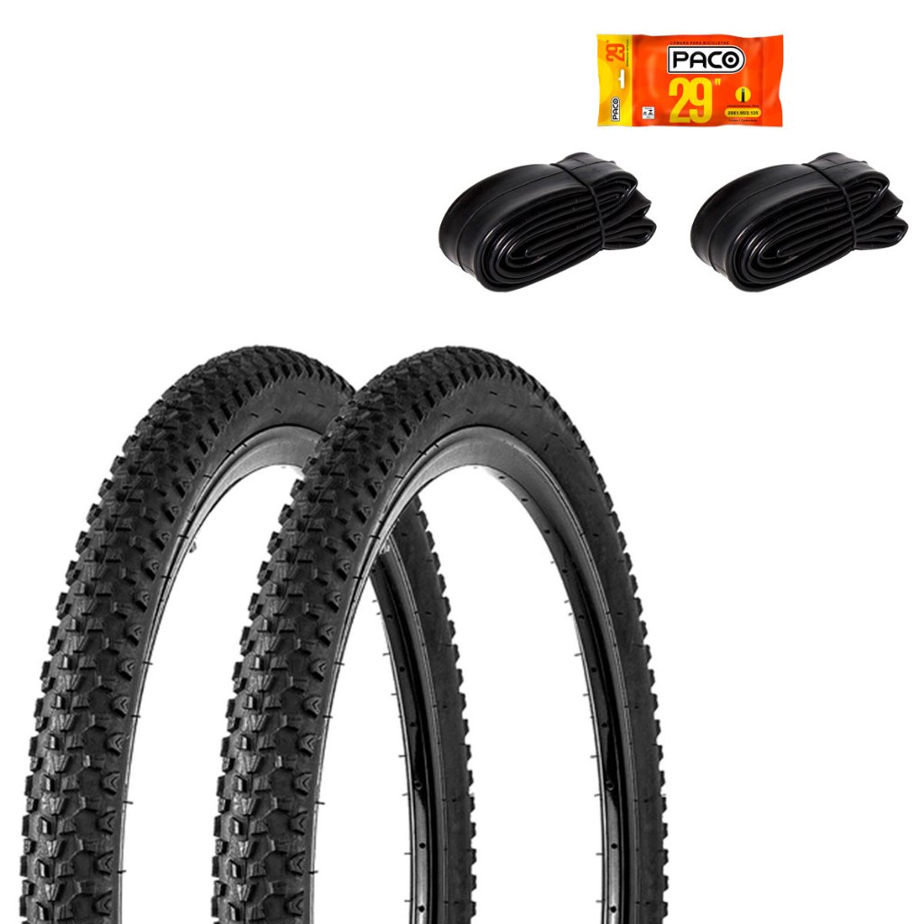 Par Pneu Aro 29 MTB DSI 2.10 + Par Câmaras 29 1.95/2.125 Bico Grosso Americana em Oferta na Shopee