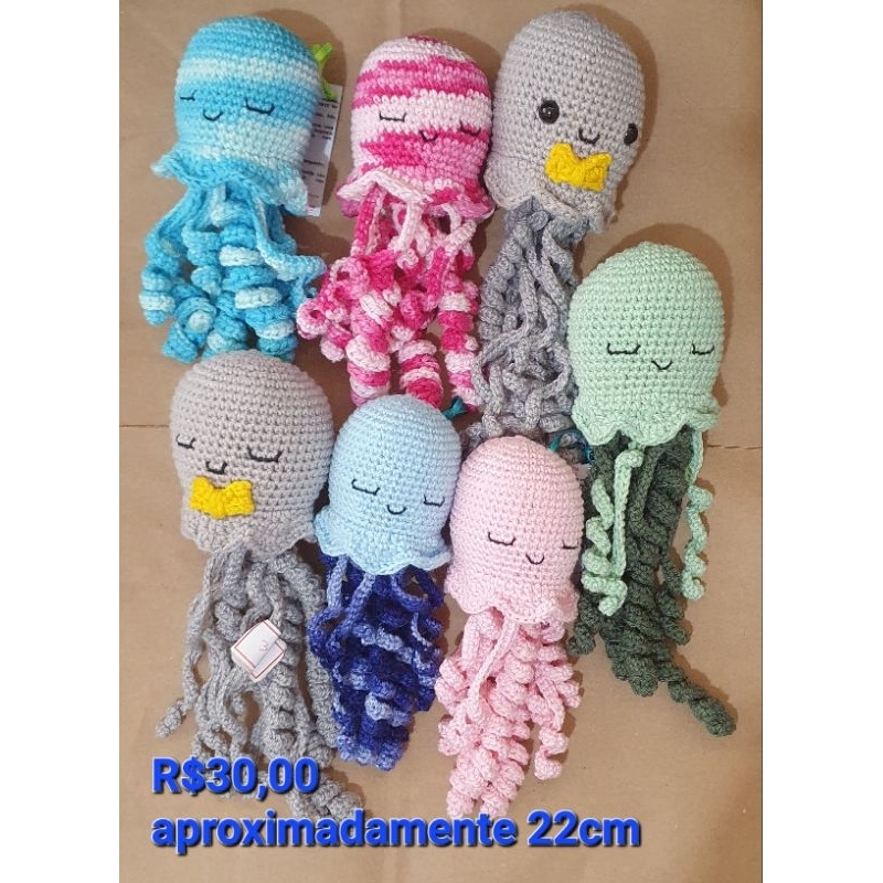 Medusa / água viva / polvo / polvinho / naninha em Amigurumi ( crochê ) sensorial para recém nascido