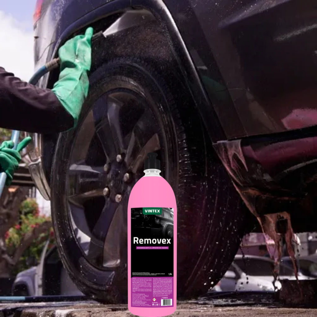 Detalhes do Kit Produtos para Limpeza Automotiva de Baú Carroceria Chassis Autos em Geral Alumax Removex 1,5L