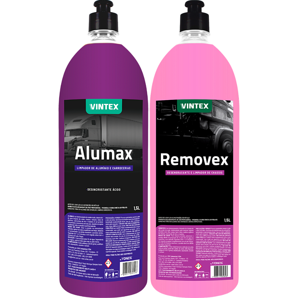 Kit Vintex Limpeza Automotiva Removex Alumax Desengraxante Desincrustante Limpar Chassis Motor - Spare Parts and Accessories for Vehicles