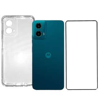 Capa Capinha Case Anti-Shock Transparente Para Moto G34 + Película 3D