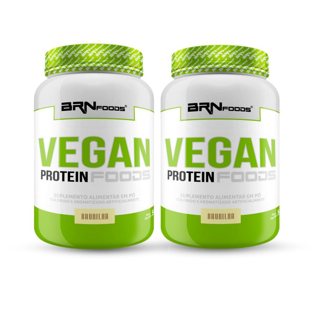 Kit 2x Whey Protein - Vegan Protein 500g - BRN FOODS Suplemento em pó para veganos e vegetarianos