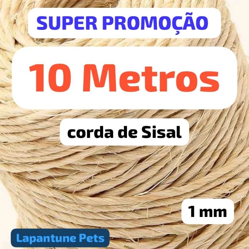 Barbante de Corda Sisal 1 mm para Lembrancinhas, Convite, Bijuterias, embalagens, Brinquedo de Gatos, Arranhadores,