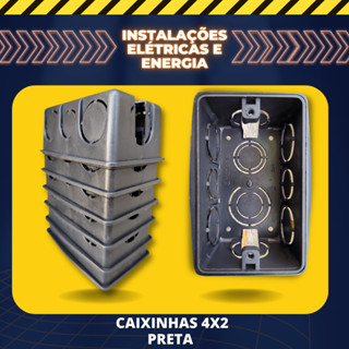 Kit 30 Caixinhas de Luz Reforçadas p/ Tomada/Interruptor 4x2 Preta