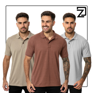KIT 3 Camisas Polo Masculina Piquet