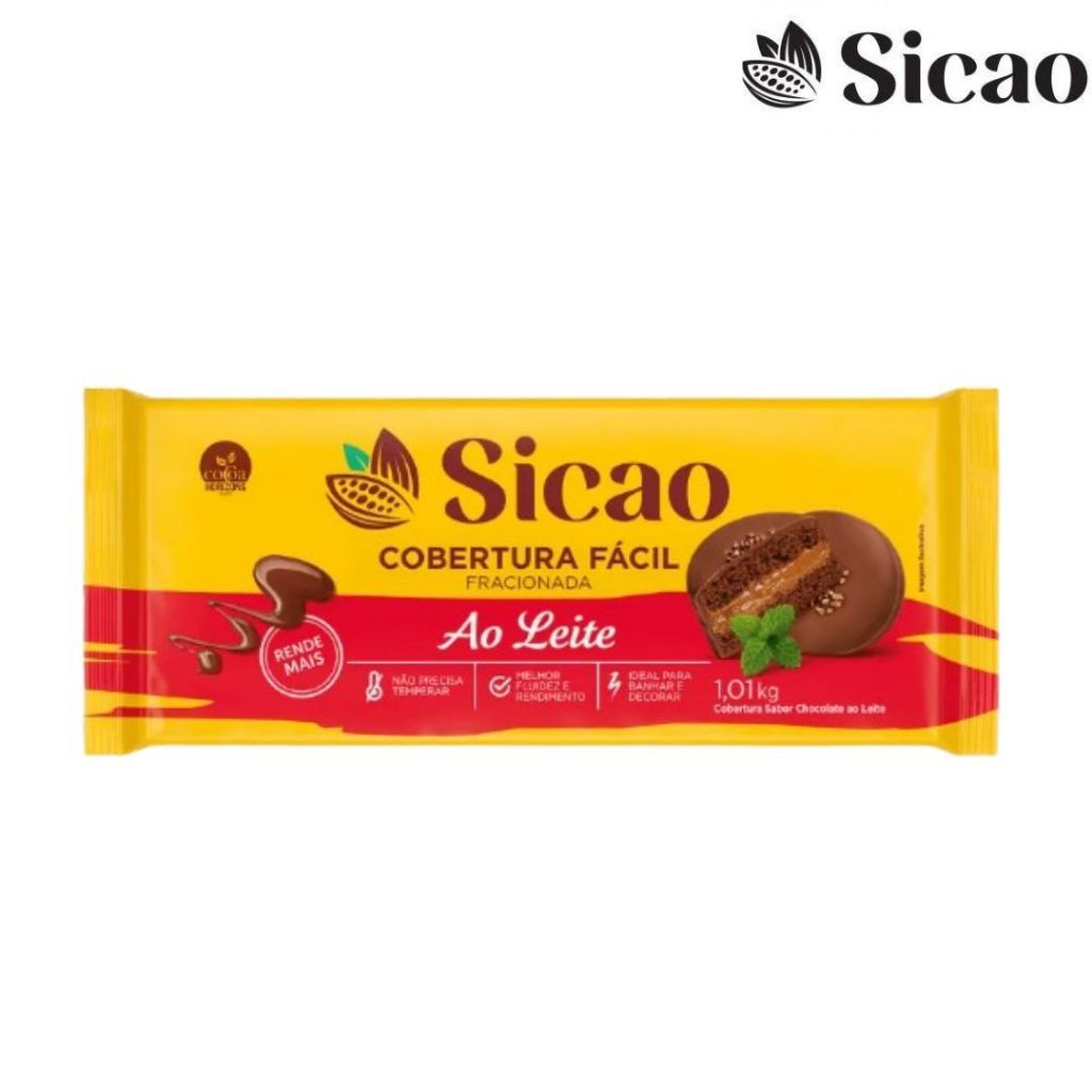 Barra Cobertura Fracionada Facil 1,01kg Sicao Ao Leite em Oferta na Shopee