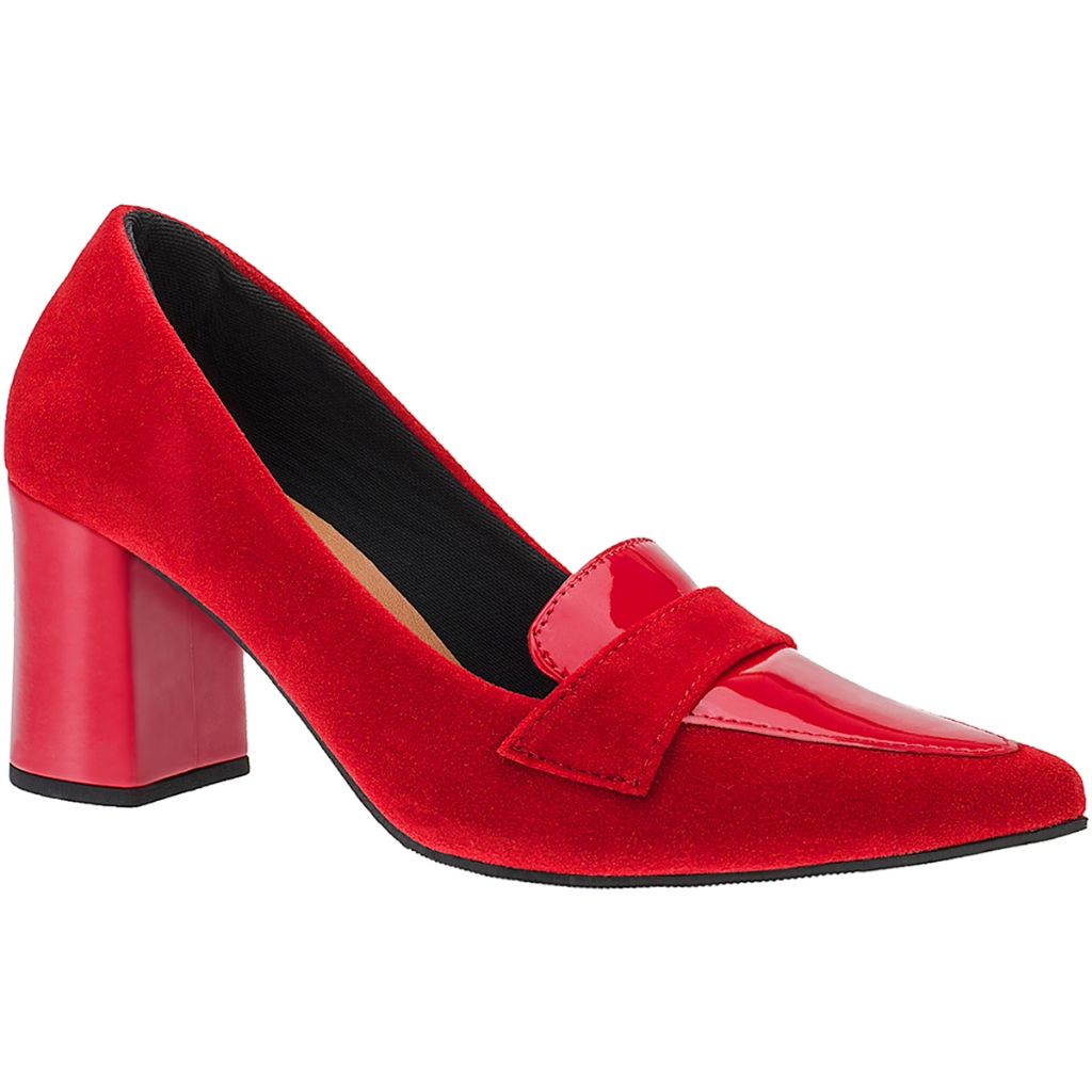 Scarpin Feminino Salto Alto Grosso Bico Fino Confortável 3041 - Women Shoes