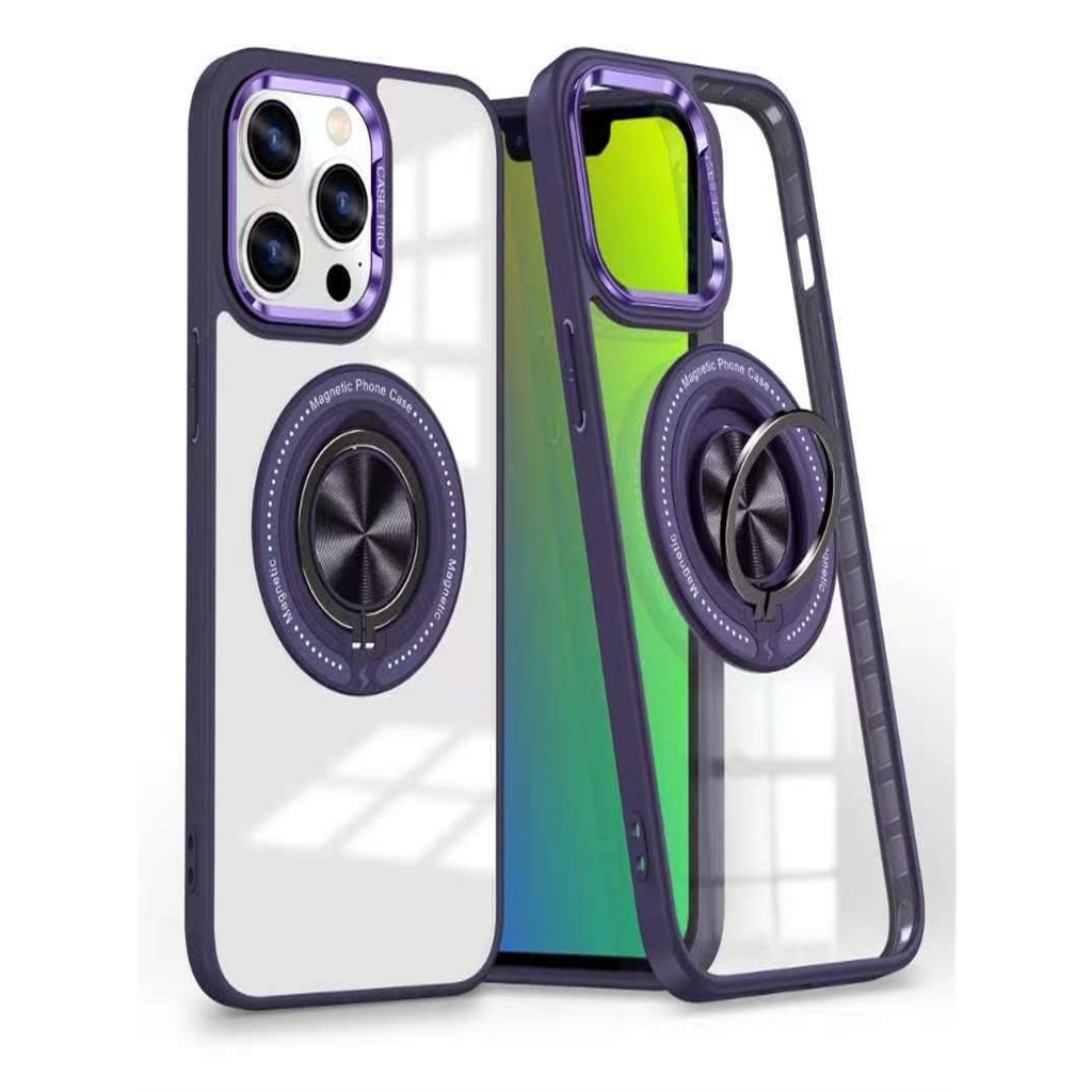 Capa de Celular Compatível IPhone Case 11 13 14 15 PRO MAX TRANSPARENTE MAGNETICA COM SUPORTE DEDO