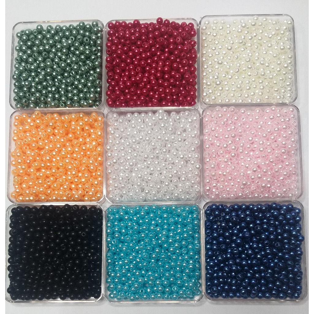 Kit 5 Pacotes 4mm Aproximadamente 1500 Pérolas 50 Gramas Pode Escolher As Cores