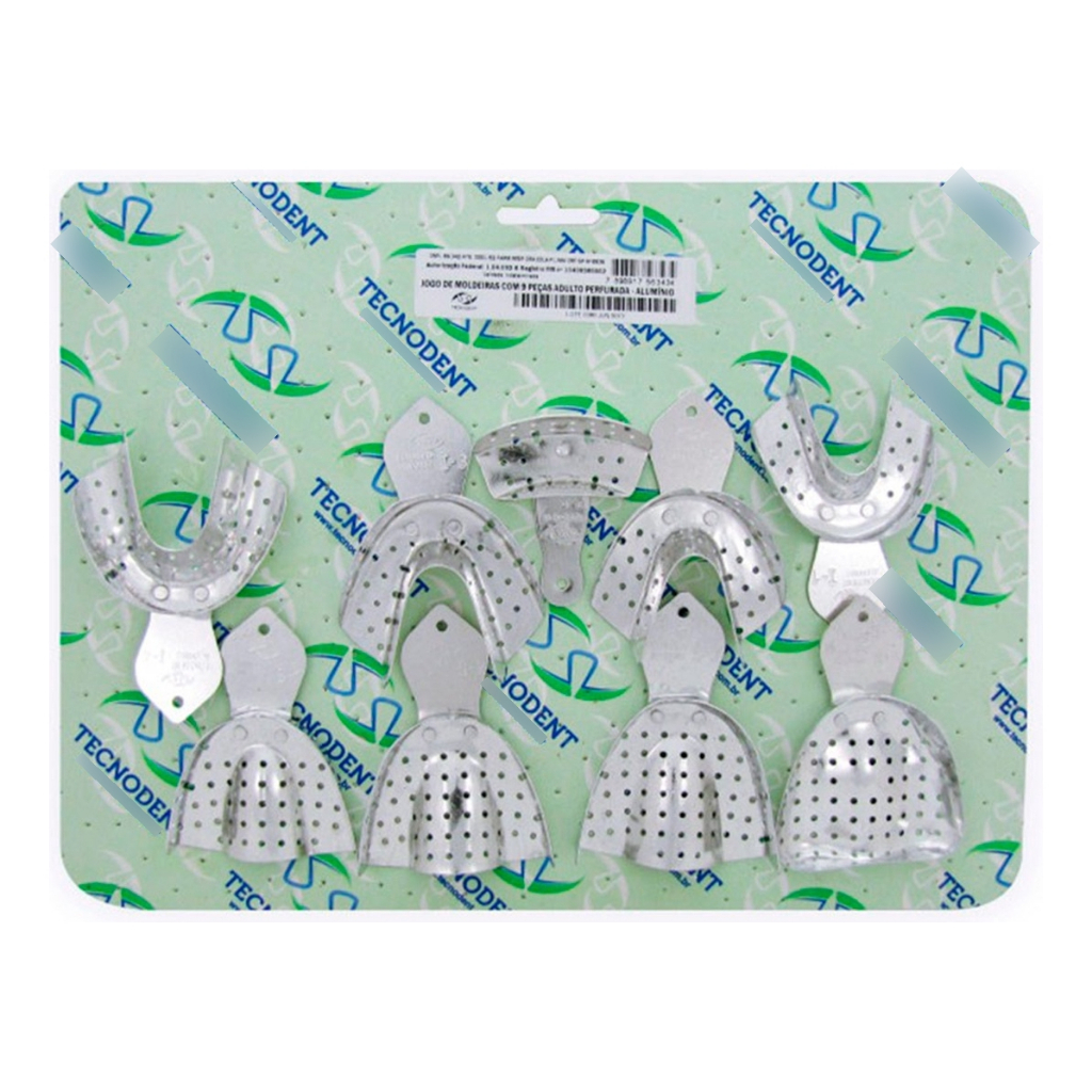 Kit C/ 9 Moldeira Total Perfurada Adulto Alumínio Sup. Inf. em Oferta na Shopee