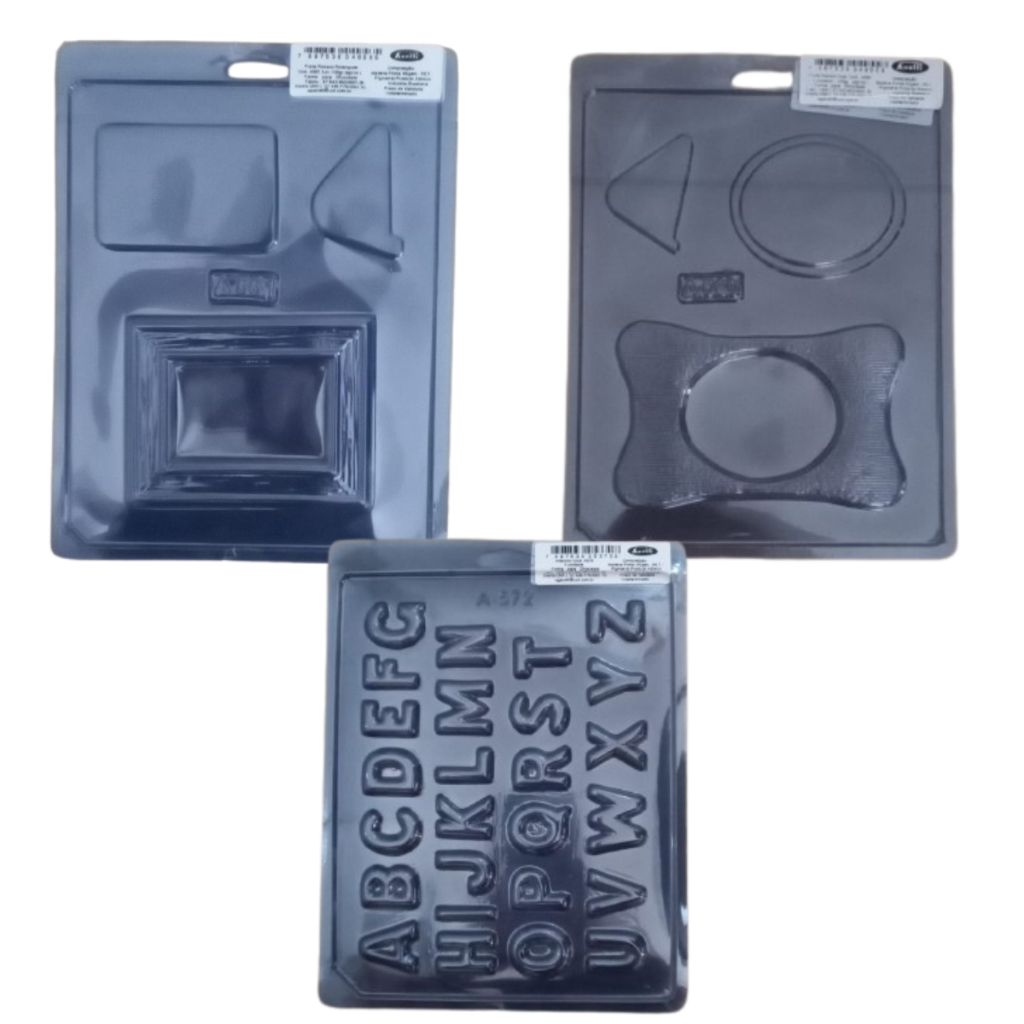 Kit 3 Formas De Acetato Para Chocolate 1 Alfabeto + Porta Retrato Oval +  Porta Retrato Retangular em Oferta na Shopee