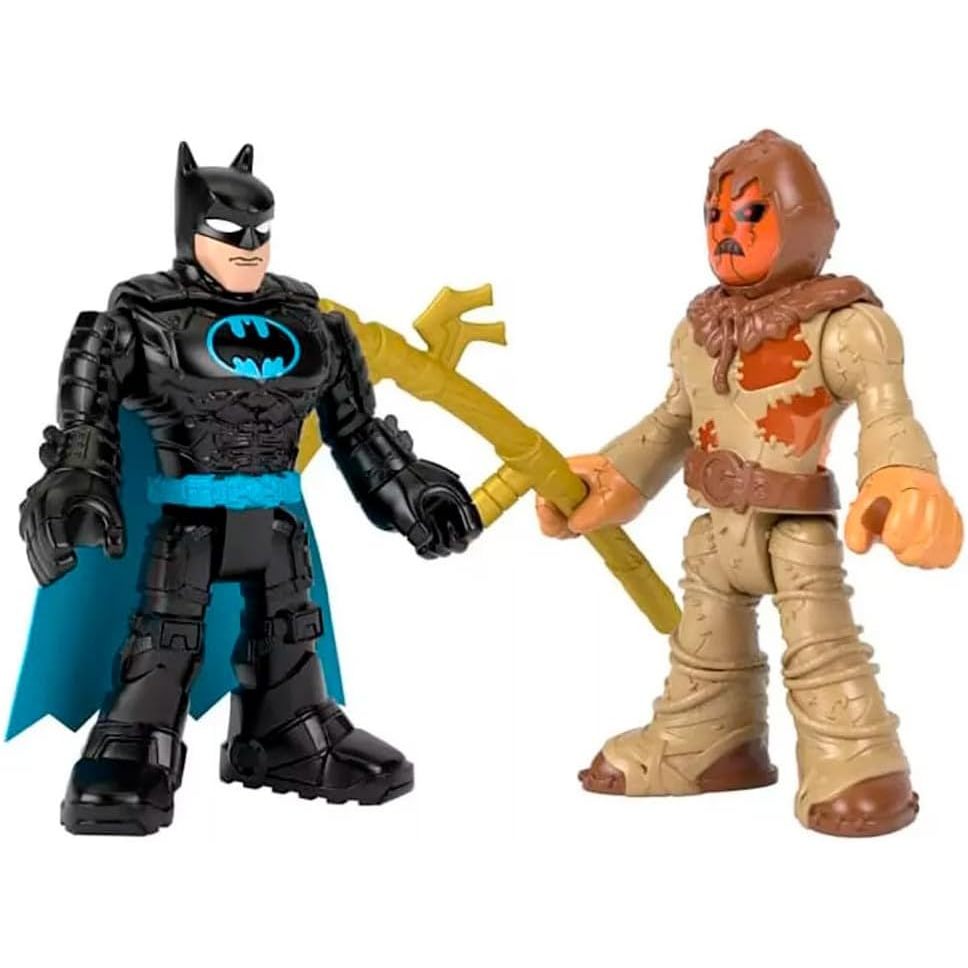 Batman e Espantalho Imaginext DC Super Friends Fisher Price Mattel Bonecos de 8cm