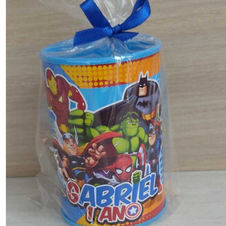 10 cofrinhos personalizado para festa infantil lembrancinha Super heróis