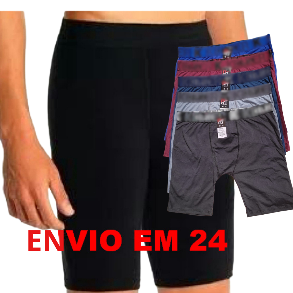 Kit c/ 5 Cueca Box Microfibra Masculina Ciclista Adulto Cuecas Boxer COD.0103