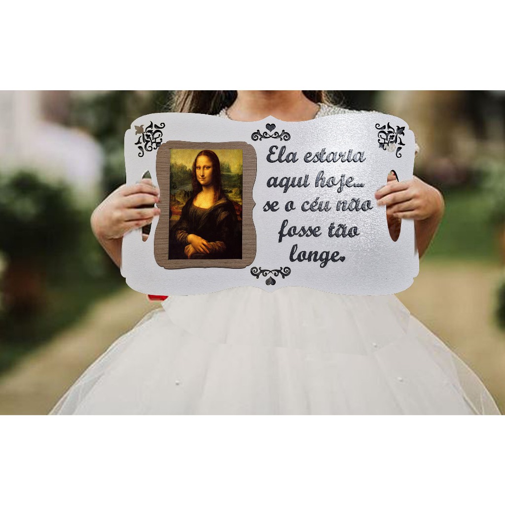 Placa Porta Retrato Homenagem Casamento Cerimonial Personalizado Com Abertura Para as Mãos