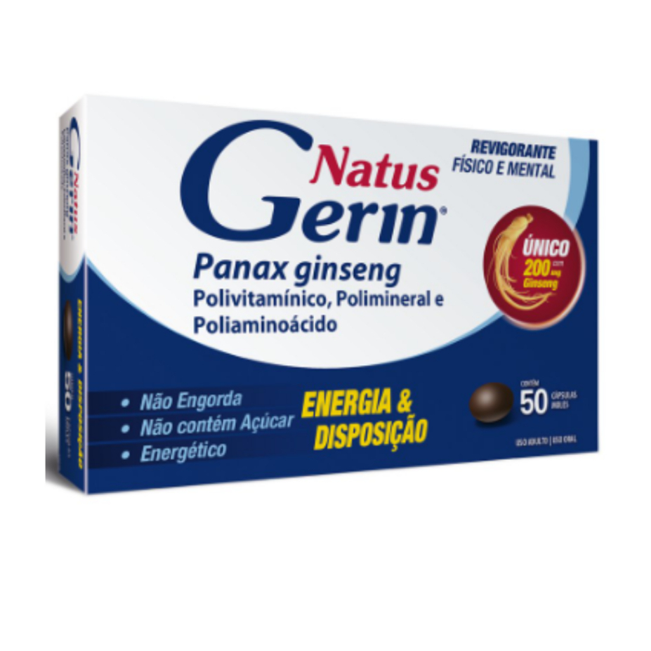 Natus Gerin com 50 capsulas vitamina energia mental fisico revigorante