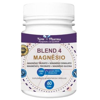 Blend 4 Magnésio 1000mg 60 Capsulas - Magnesio Malato, Taurato, L Treonato, e Glicil - Now Pharma