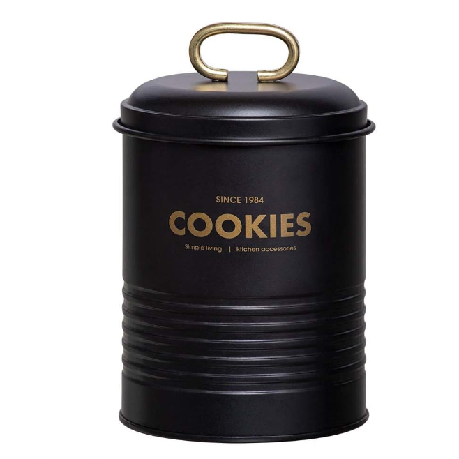 Porta Condimentos Pote Cookies Industrial Preto Lata Yoi