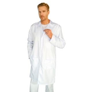 Jaleco branco mais branco de Oxford Masculino 175 gramas tecido mais encorpado não transparente Manga Longa com 3 Bolsos Branco