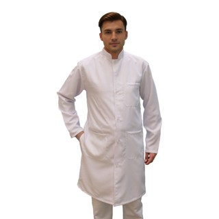 Jaleco Masculino Branco Gola Padre Oxford