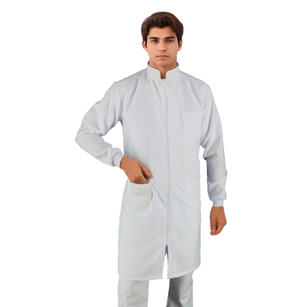 Jaleco Masculino de Gola Padre com Punho e com Zíper Oxford