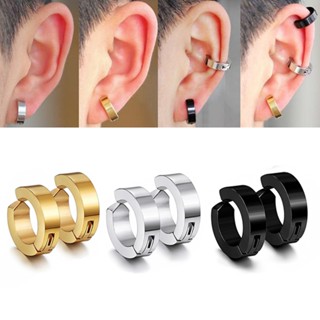 Par de Brincos de pressão em aço cirúrgico masculino ou feminino dourado preto prateado - Para orelha sem furo