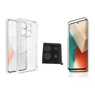 Kit 3x1 para Xiaomi Redmi Note 13 5G - Capa Capinha Case Anti Impacto Transparente + Película de Vidro 3D + Película Protetora de Câmera traseira