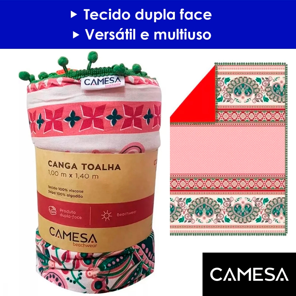 Canga Toalha Pompom Dupla Face Atoalhada Saída de Praia Luxo Camesa Para Piscina Pós Banho Mar Beachwear Original - Sports & Outdoors