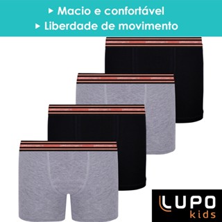 Kit 4 Cuecas Boxer Infantil Lupo Box Menino Algodão Original