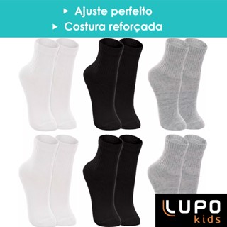 Kit 6 Pares Meias Lupo Infantil Menino Menina Cano Alto Longo Algodão Original