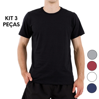 KIT 3 Camiseta Masculina Lisa Básica 100% Algodão em Oferta na Shopee