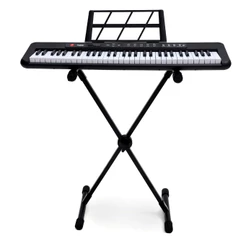 Kit Teclado Eletrônico Estudante Kobe KB-150 BK Preto 5/8 61 Teclas Com Suporte em X
