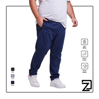 Calça Moletom Masculina Plus Size Com Bolso