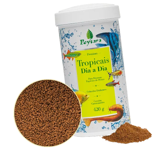 Ração Para Peixes Tropicais Dia A Dia 35G E 95G - Poytara em Oferta na Shopee