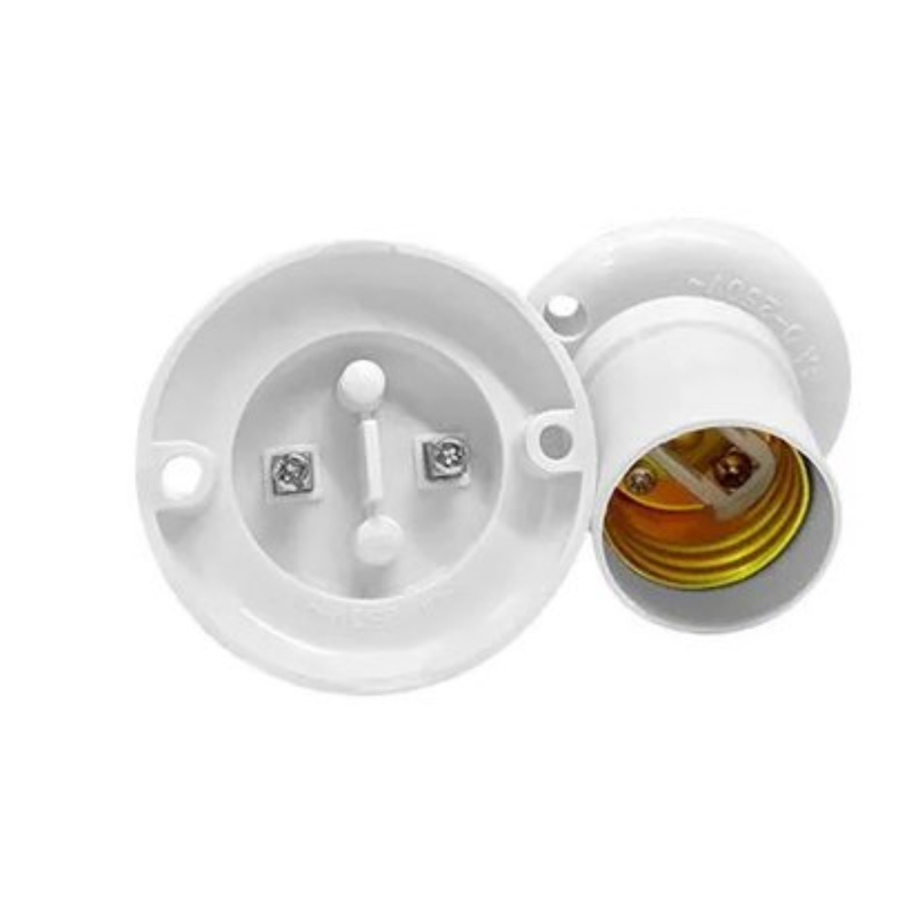 Bocal Soquete De Lâmpada Termoplástico Branco E-27 Fixo De Teto - Fertak