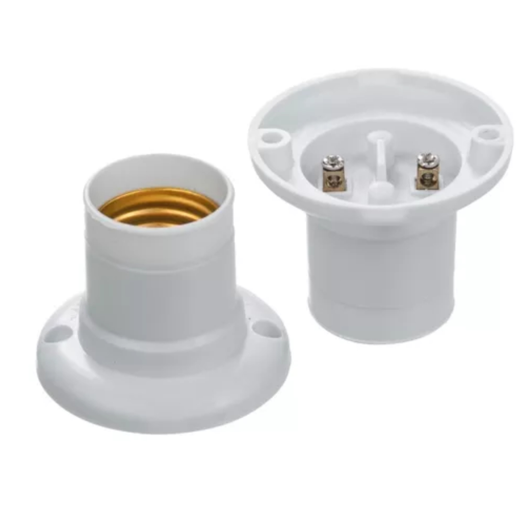 Detalhes do Bocal Soquete De Lâmpada Termoplástico Branco E-27 Fixo De Teto - Fertak