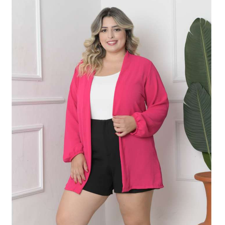 Cardigan Kimono Duna Manga Longa Liso PLUS SIZE