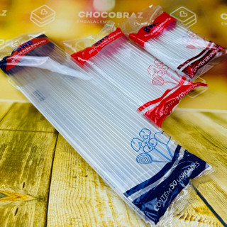 100~500 Palito para pirulito BWB transparente- topo de bolo- tubo pet - canudo transparente 9/14/28 cm em Oferta na Shopee