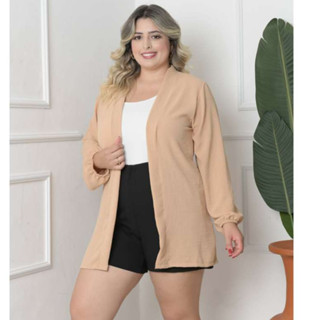 Kimono Blazer Cardigam feminino de nuna manga longo PLUS SIZE