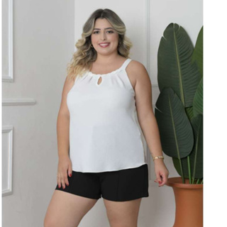 Regata Feminina plus size tecido duna GG ao G3 em Oferta na Shopee
