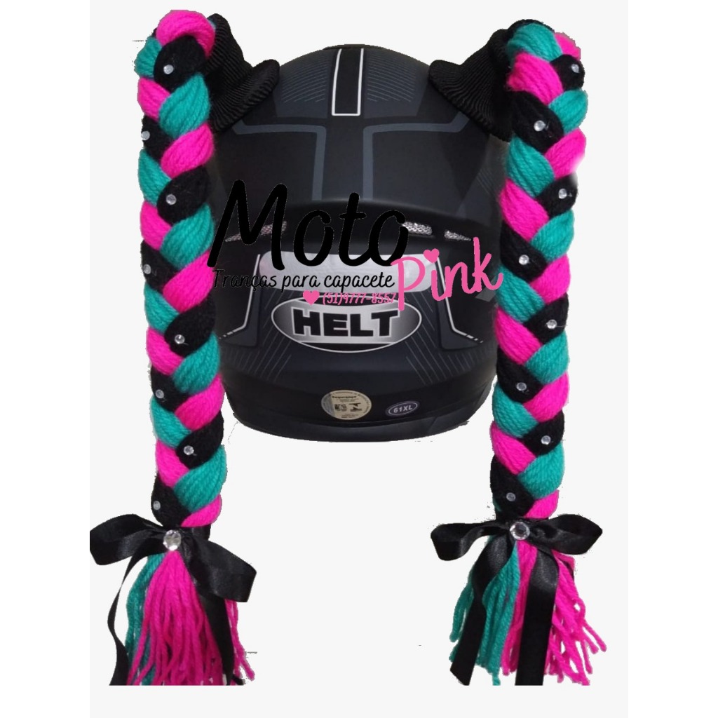 TRANÇA PARA CAPACETE PAR MOTO PINK, XUQUINHA PARA CAPACETE, TRANCINHA DE CAPACETE PAR ENVIO IMEDIATO
