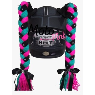 TRANÇA PARA CAPACETE PAR MOTO PINK, XUQUINHA PARA CAPACETE, TRANCINHA DE CAPACETE PAR ENVIO IMEDIATO