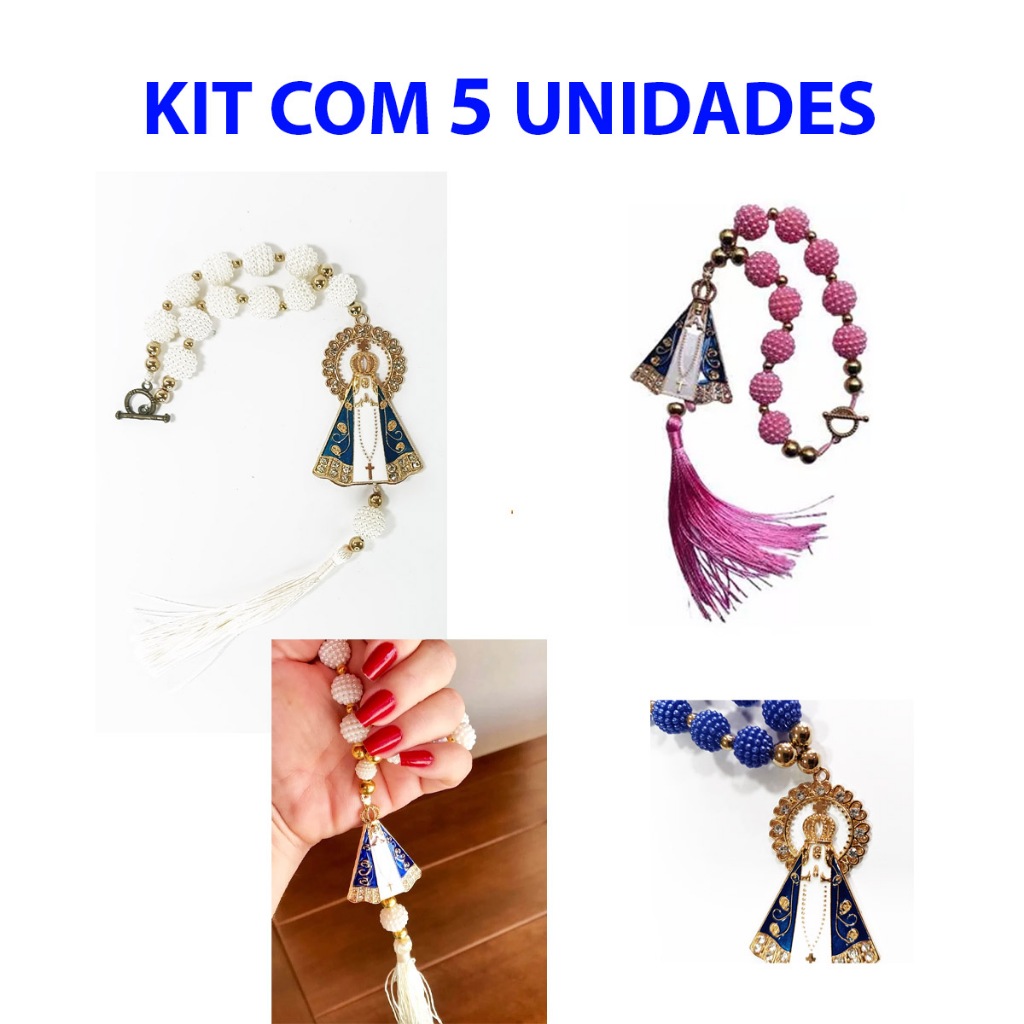 Terço Dezena Para Carro Retrovisor Nossa Senhora Aparecida Kit com 5 Unidades